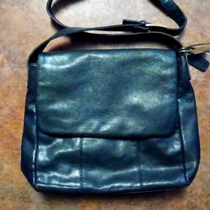 VTG Rolfs Soft Black Leather Multi Pocket Crossbody Shoulder Bag Purse-11x9x3